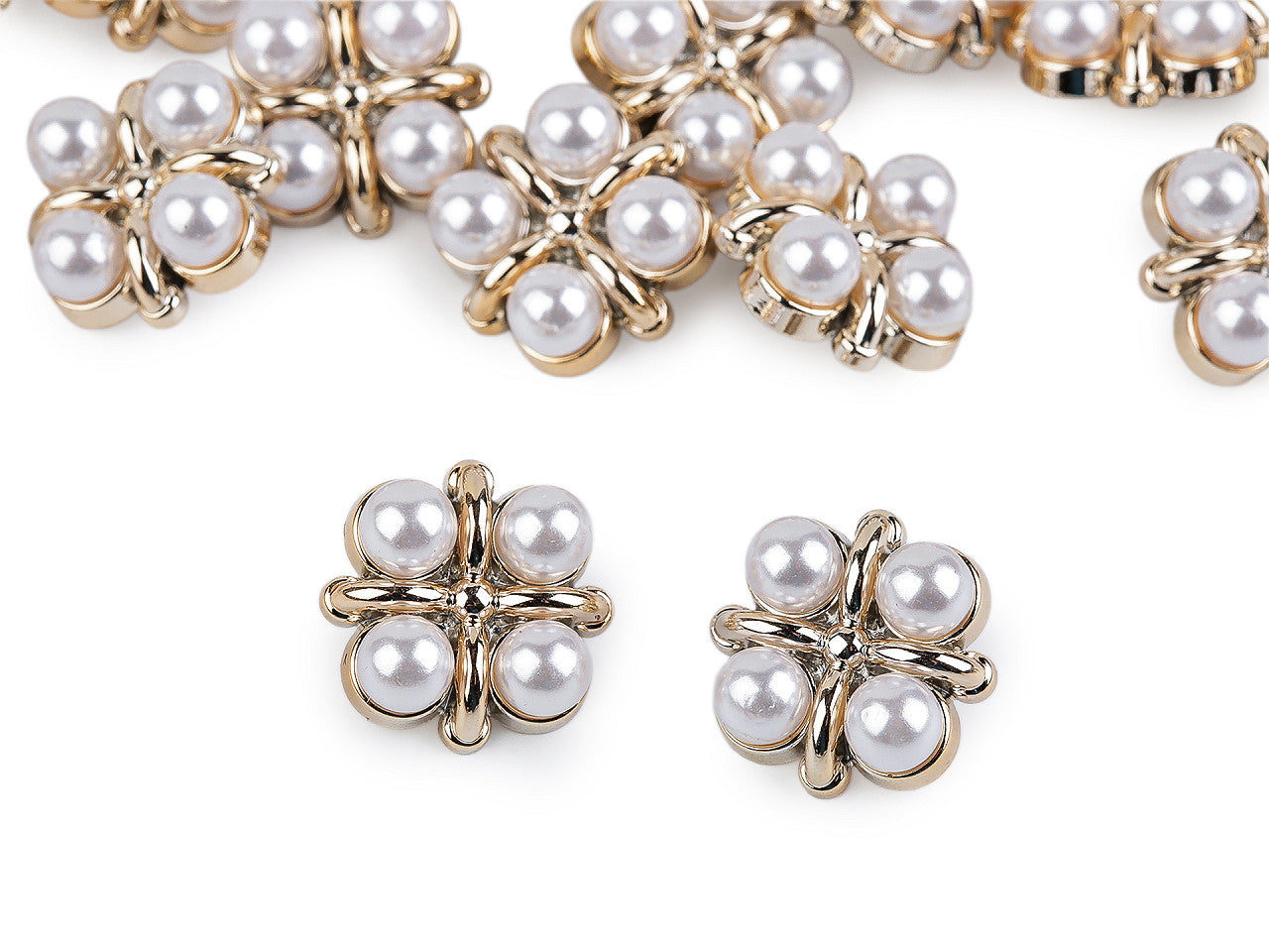 Bouton orné de perles, tailles 15,2mm, 17,7mm, 21,1mm - 30pc