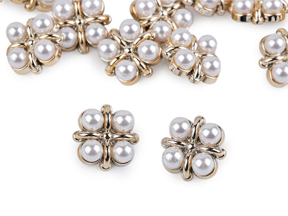 Bouton orné de perles, tailles 15,2mm, 17,7mm, 21,1mm - 30pc