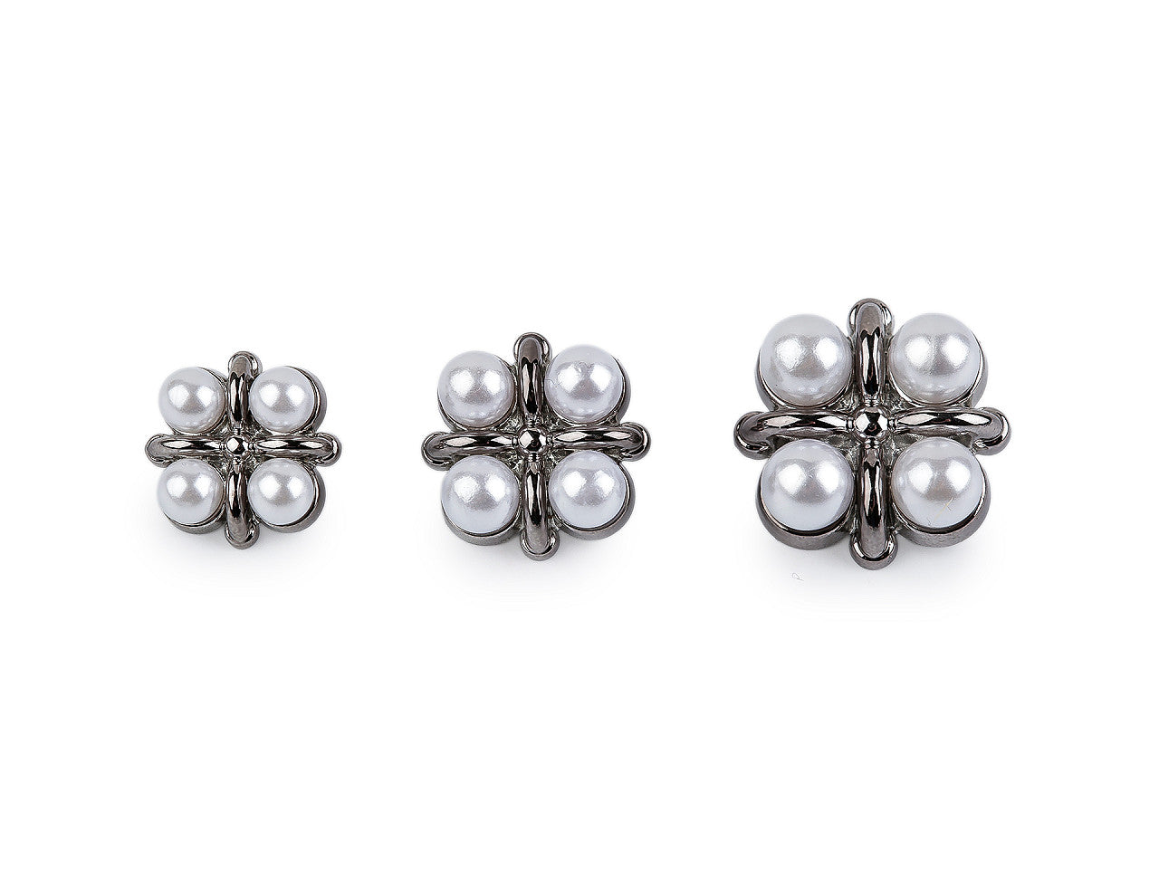 Bouton orné de perles, tailles 15,2mm, 17,7mm, 21,1mm - 30pc