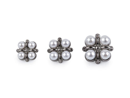 Bouton orné de perles, tailles 15,2mm, 17,7mm, 21,1mm - 30pc