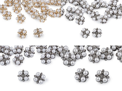 Bouton orné de perles, tailles 15,2mm, 17,7mm, 21,1mm - 30pc