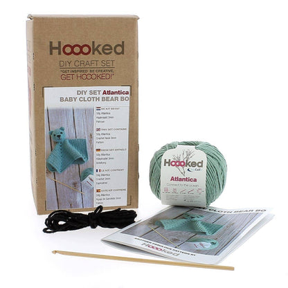 Hoooked - Kit DIY crochet couverture câline ours Bo vert sauge