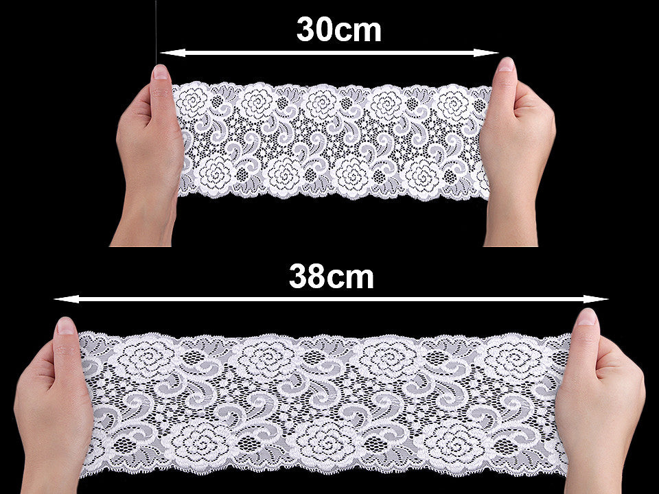 Liseré en dentelle élastique, largeur 15 cm