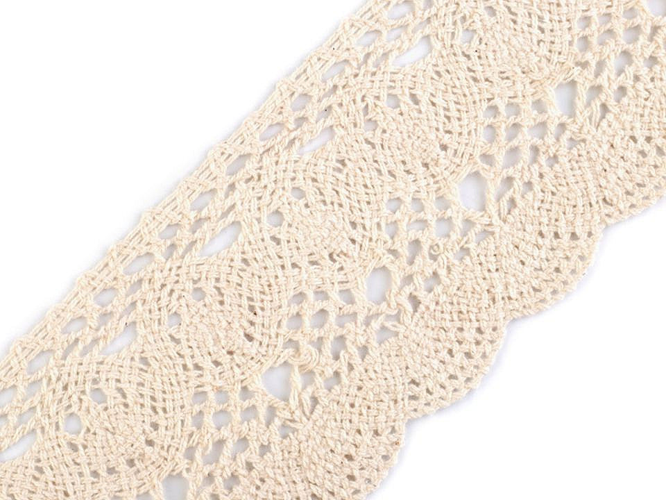 Bobine de liseré de dentelle en coton, largeur 75 mm - 1m