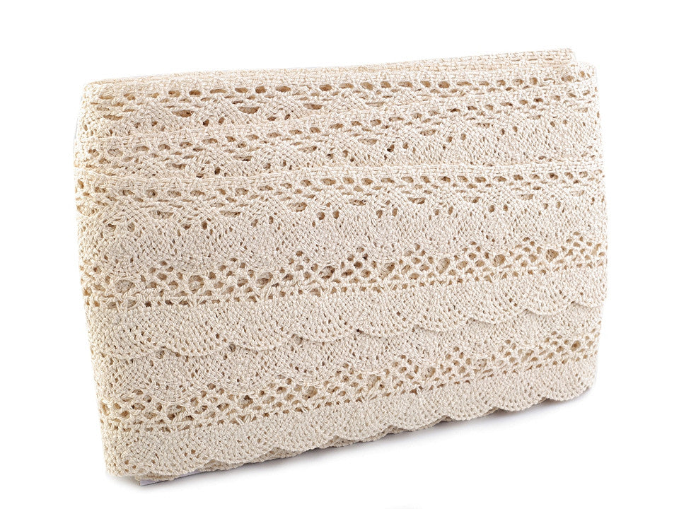 Bobine de liseré de dentelle en coton, largeur 75 mm - 1m