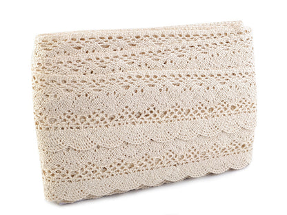 Bobine de liseré de dentelle en coton, largeur 75 mm - 1m