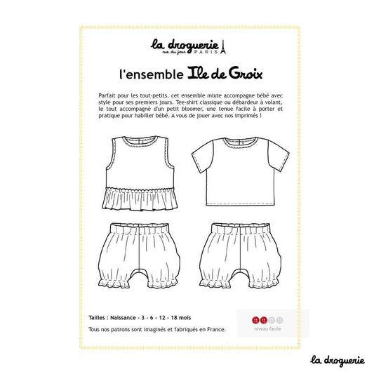 Patron couture de l'ensemble bébé "Ile de Groix"