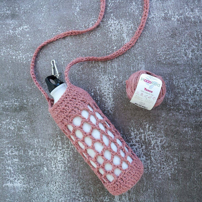 Hoooked - Kit de crochet DIY : sac pour bouteille d’eau Bogota couleur thé rose