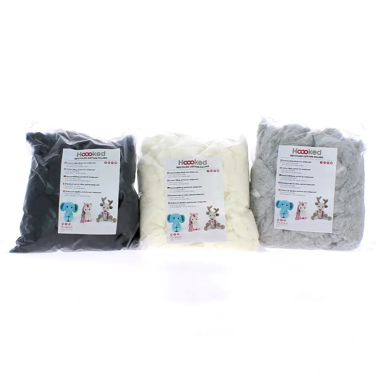 Hoooked - Garnissage en coton 100 % recyclé, doux et moelleux