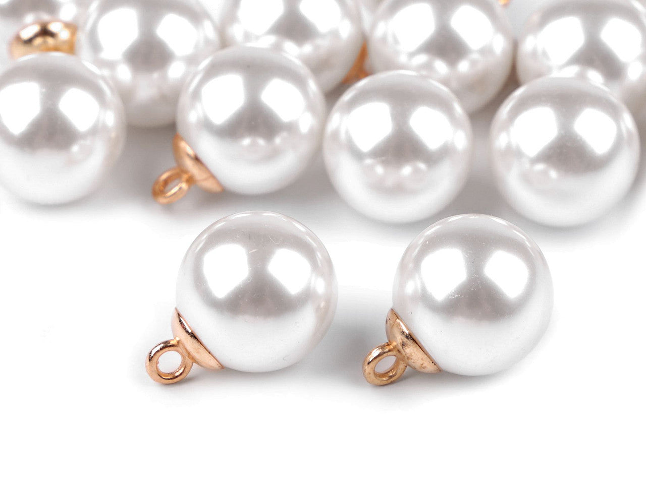 Bouton fausse perle avec boucle, Ø 20 mm - 100pc