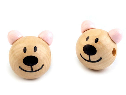 Perle en bois Tête d’ours, Ø 24 mm