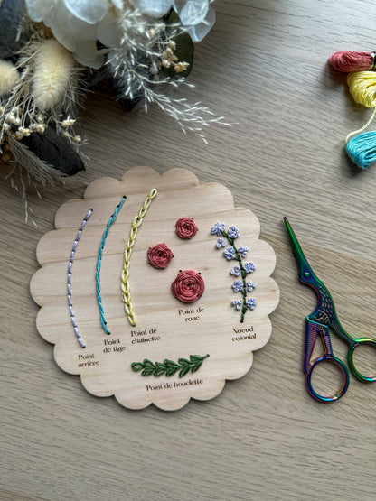 Kneckes & Compagnie - Base de broderie seule base d'apprentissage festonnée – Bois prêt à broder