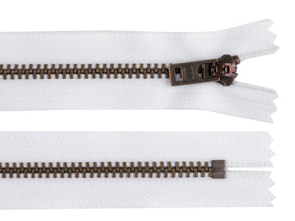 Fermeture Éclair métallique YKK n<sup>o</sup> 5, longueur 18 cm, laiton ancien, (pour jeans) - 1pc