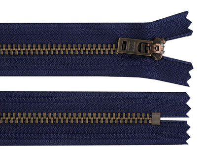Fermeture Éclair métallique YKK n<sup>o</sup> 5, longueur 18 cm, laiton ancien, (pour jeans) - 1pc