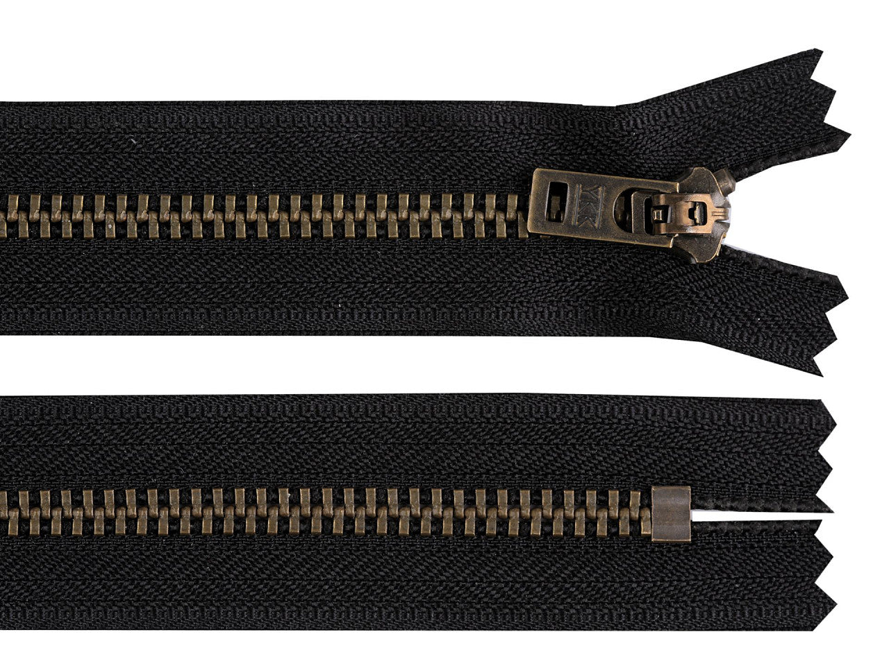 Fermeture Éclair métallique YKK n<sup>o</sup> 5, longueur 18 cm, laiton ancien, (pour jeans) - 1pc