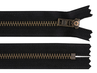 FAG métallique YKK No5, longueur 18 cm, laiton ancien, (pour jeans)