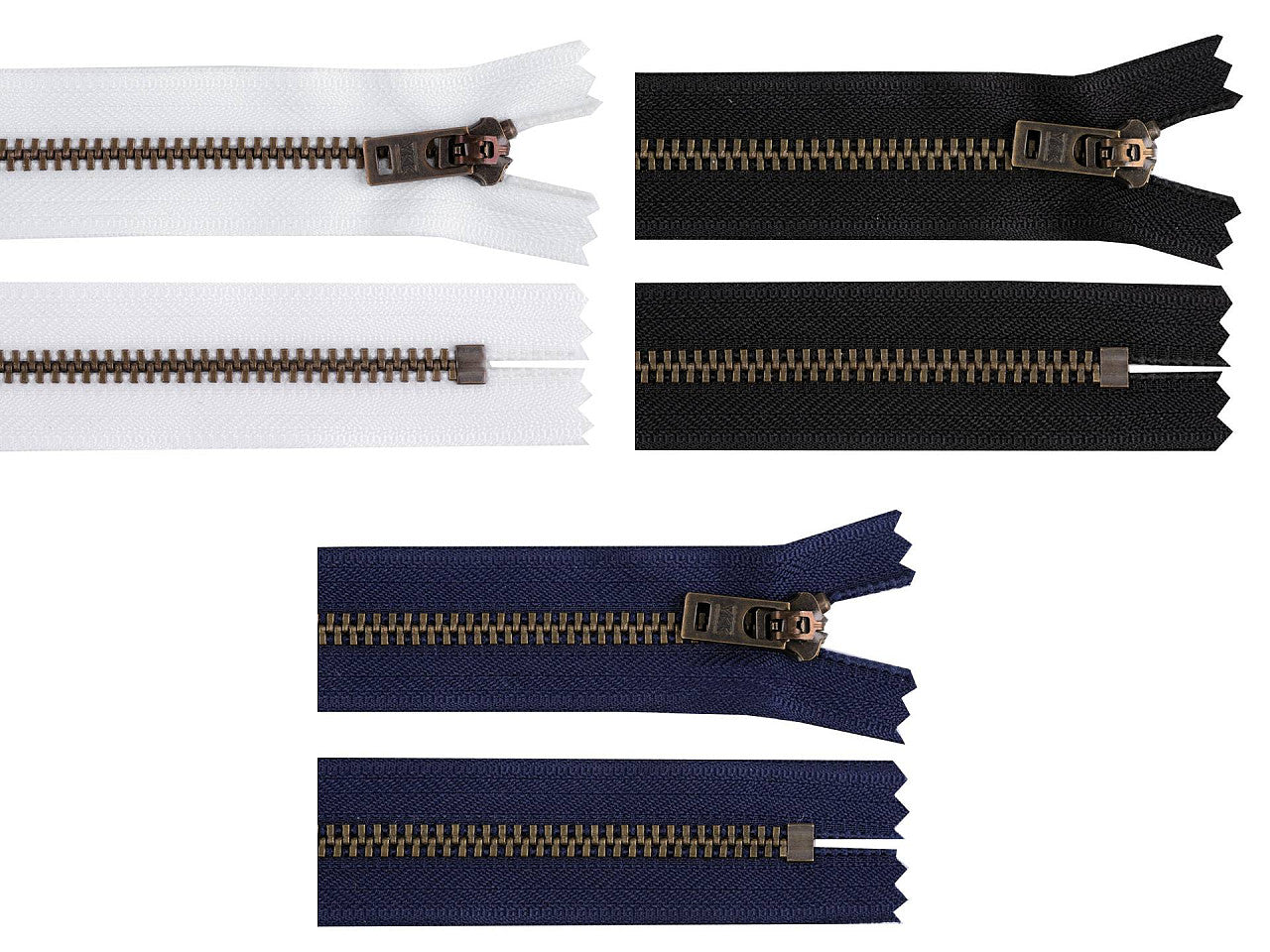 FAG métallique YKK No5, longueur 18 cm, laiton ancien, (pour jeans)