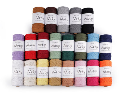 Pelote de laine en coton macramé Naty, Ø 3 mm, peignée - 1pc