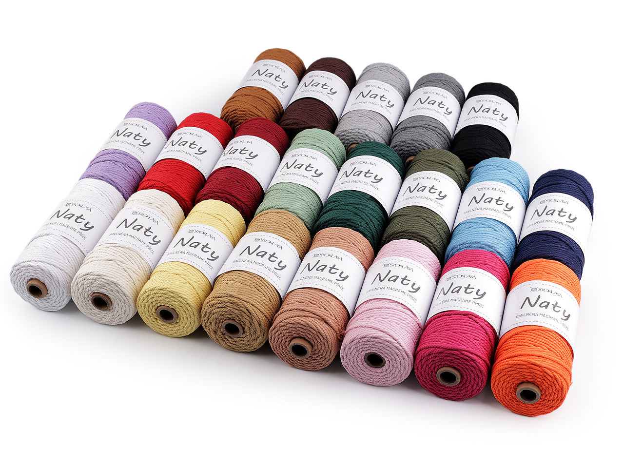 Pelote de laine en coton macramé Naty, Ø 3 mm, peignée - 1pc