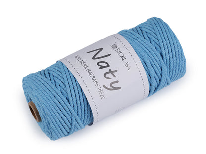 Pelote de laine en coton macramé Naty, Ø 3 mm, peignée - 1pc