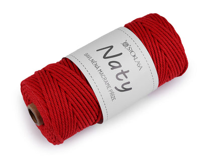 Pelote de laine en coton macramé Naty, Ø 3 mm, peignée - 1pc