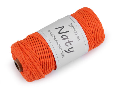 Pelote de laine en coton macramé Naty, Ø 3 mm, peignée - 1pc