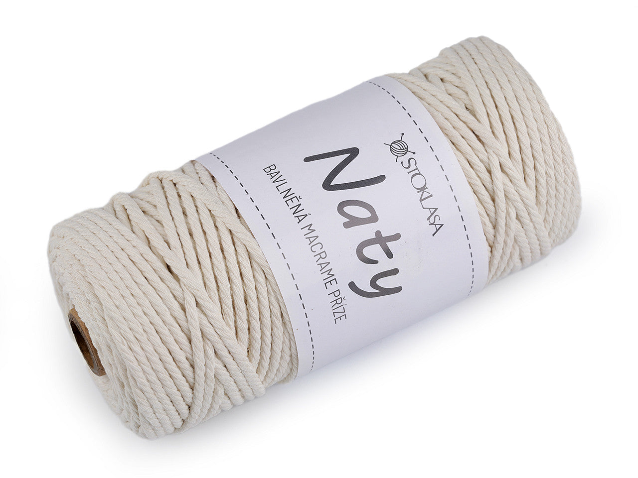 Pelote de laine en coton macramé Naty, Ø 3 mm, peignée - 1pc