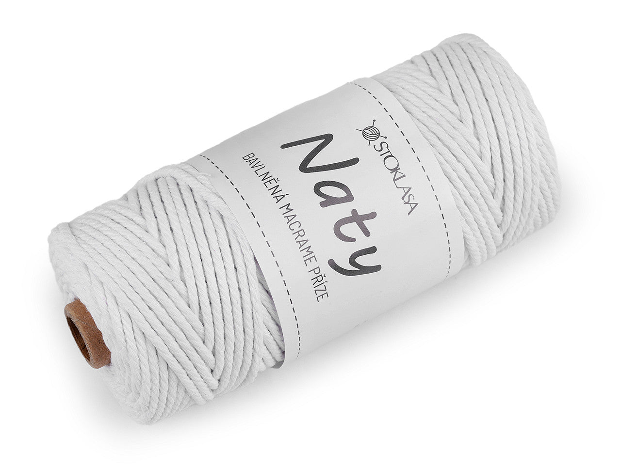 Pelote de laine en coton macramé Naty, Ø 3 mm, peignée - 1pc
