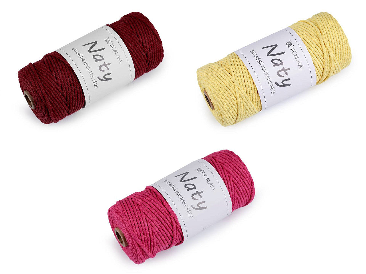 Pelote de laine en coton macramé Naty, Ø 3 mm, peignée - 1pc