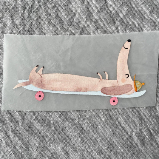 Hannahs Firlefanz - Motif teckel sur skateboard à repasser