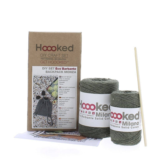 Hoooked - Kit de crochet DIY sac à dos avec cordon coulissant Monza - Curry