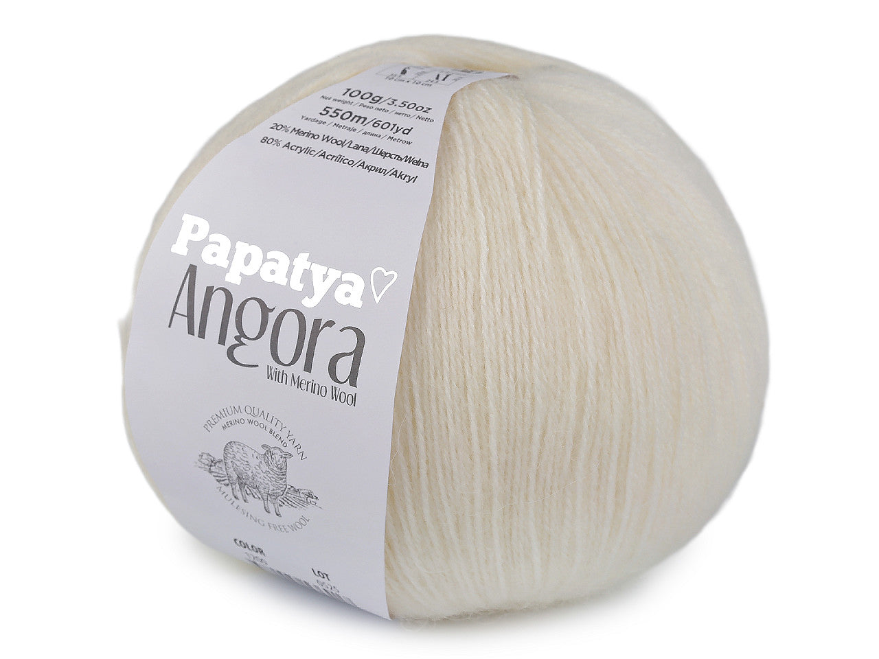 Pelote de laine Papataya Angora, 100 g - 1pc