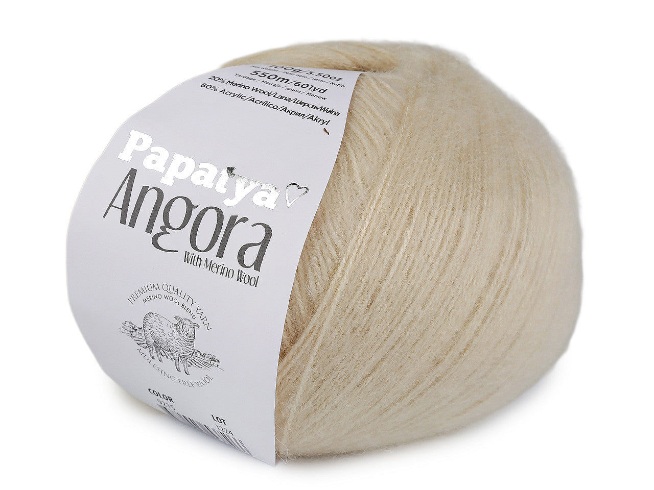 Pelote de laine Papataya Angora, 100 g - 1pc
