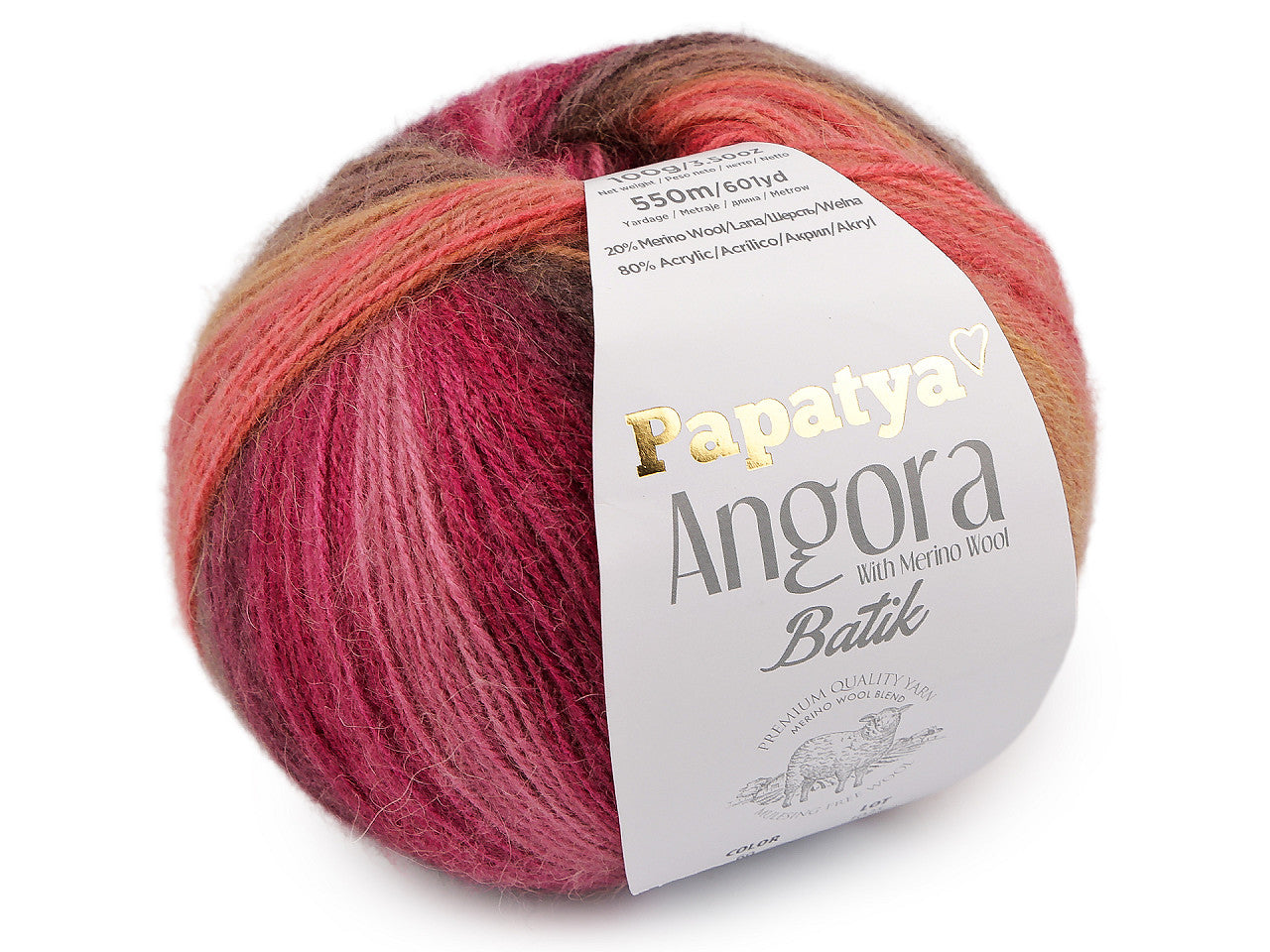 Pelote de laine Papatya Angora Batik, 100 g - 1pc