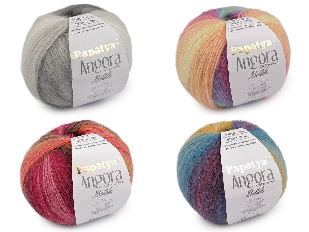 Pelote de laine Papatya Angora Batik, 100 g - 1pc