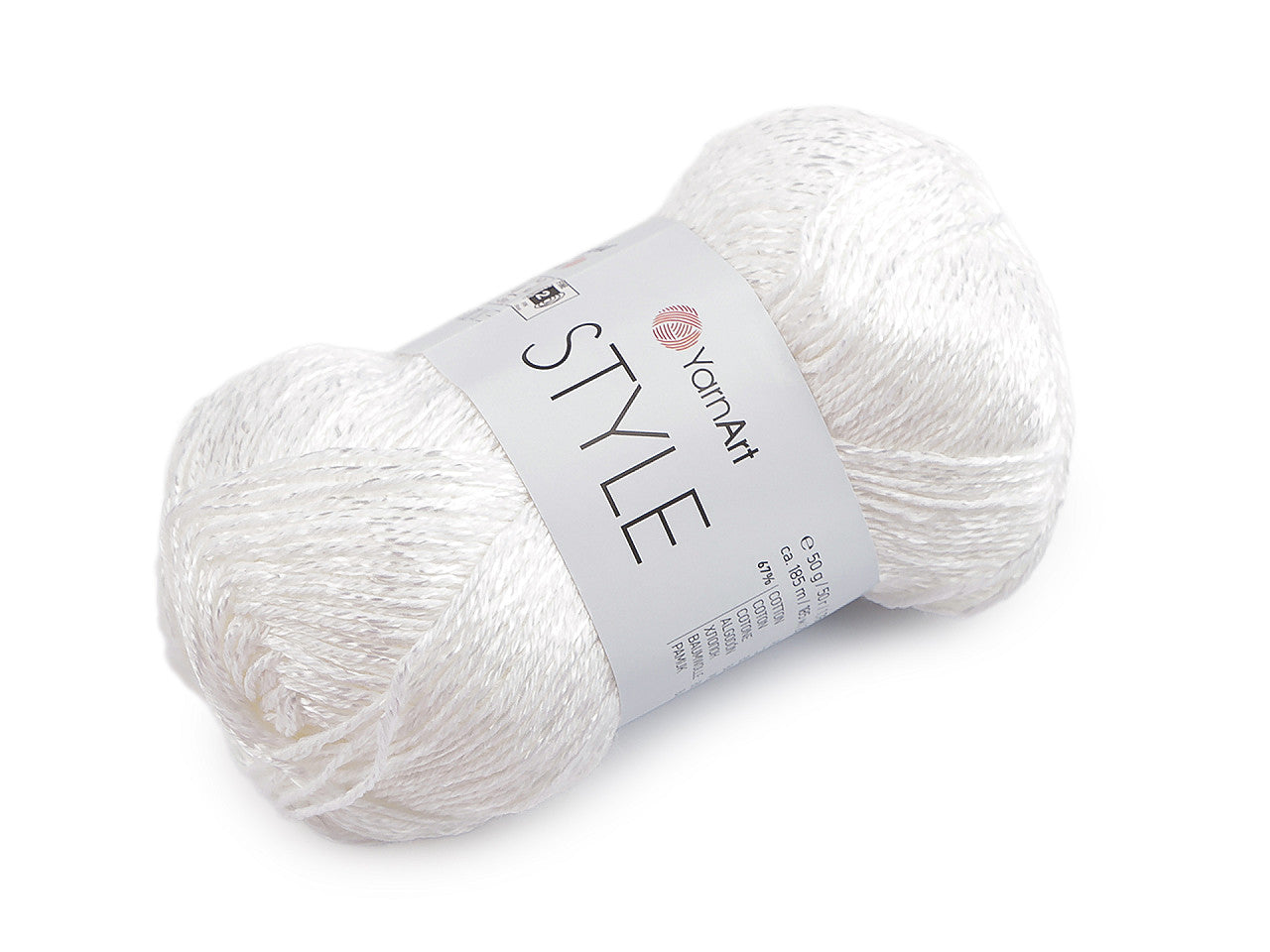 Pelote de laine en coton avec fibres de viscose, 50 g, Style - 1pc