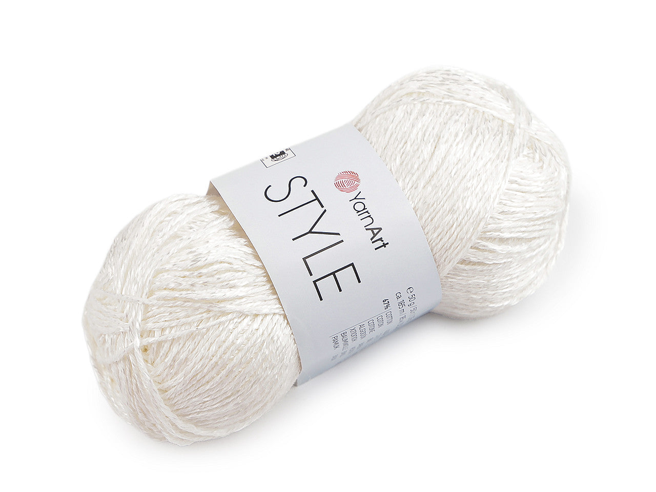 Pelote de laine en coton avec fibres de viscose, 50 g, Style - 1pc
