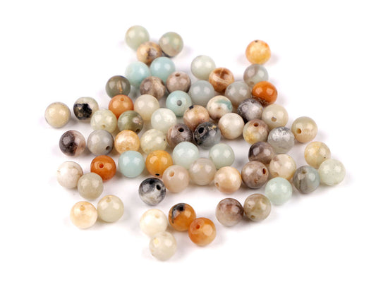 Perles minérales, Amazonite synthétique brillante, Ø 6 mm - 63pc