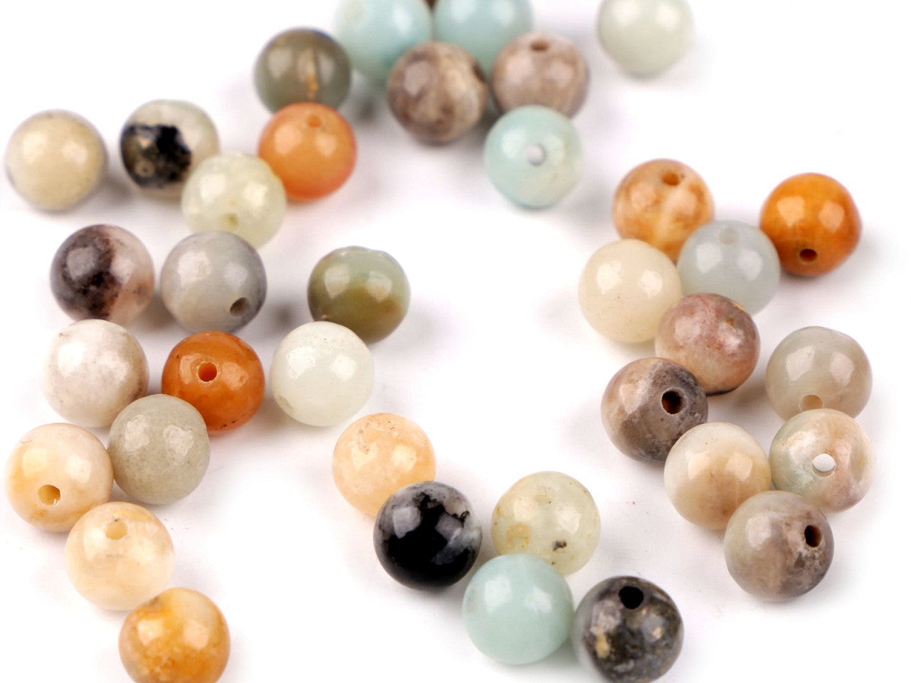 Perles minérales, Amazonite synthétique brillante, Ø 6 mm - 63pc