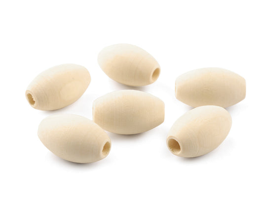 Perles olives en bois naturel, sans finition, 18 x 28 mm - 6pc