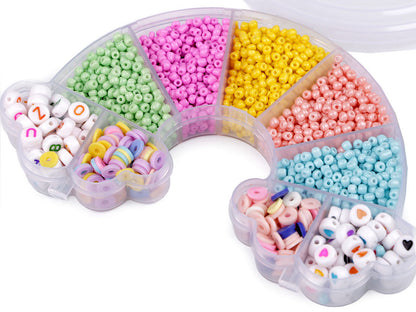 Ensemble de perles Arc-en-ciel dans une boîte, avec fil de nylon - 1set