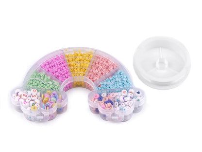 Ensemble de perles Arc-en-ciel dans une boîte, avec fil de nylon - 1set