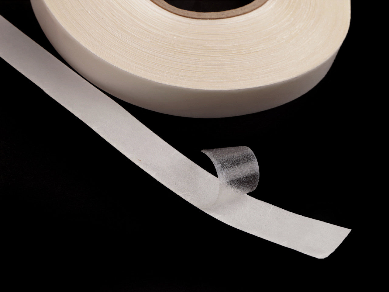 Ruban thermocollant élastique double face, largeur 20 mm, transparent - 1m