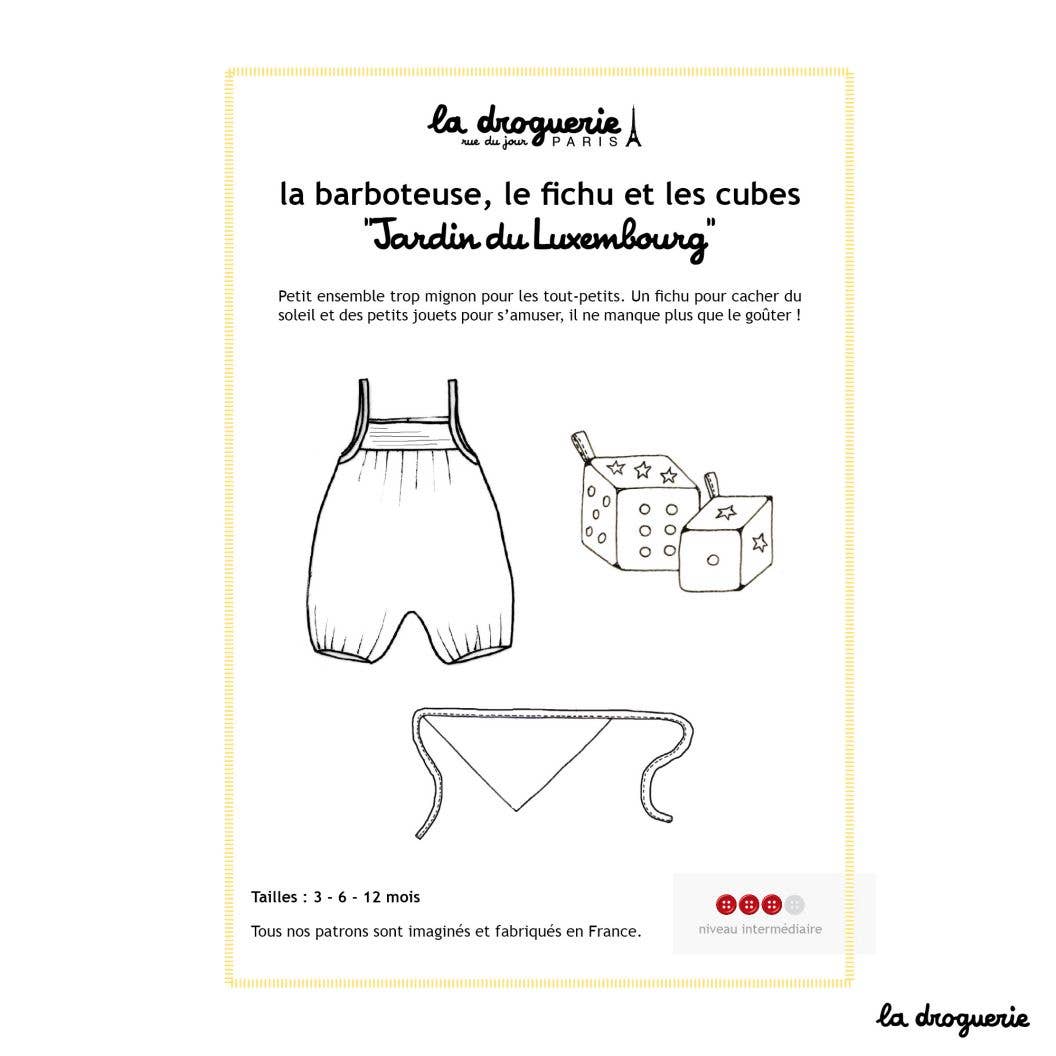 Patron couture de la barboteuse "Jardin du Luxembourg"
