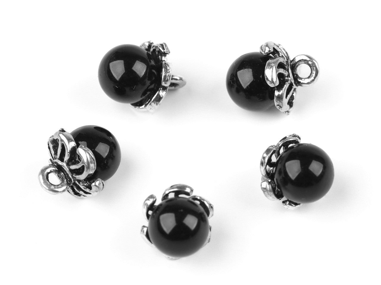 Bouton Perle avec capuchon/Breloque avec fausse perle, Ø 9 mm