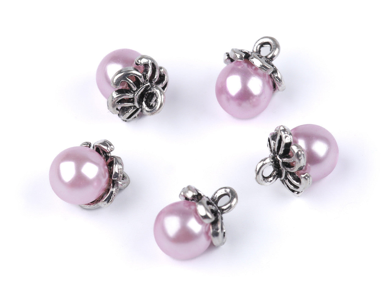 Bouton Perle avec capuchon/Breloque avec fausse perle, Ø 9 mm