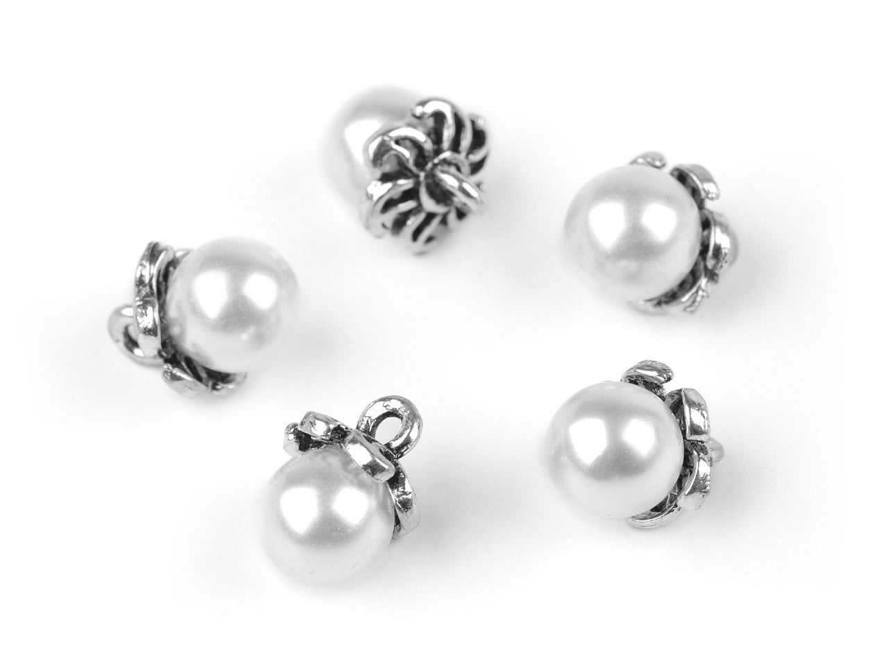 Bouton Perle avec capuchon/Breloque avec fausse perle, Ø 9 mm