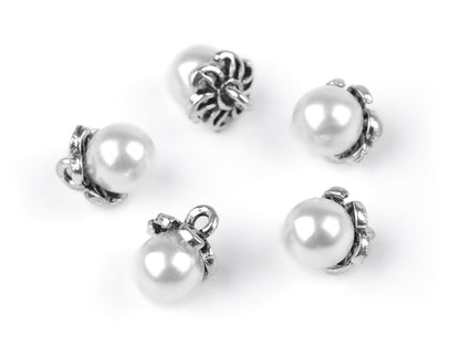 Bouton Perle avec capuchon/Breloque avec fausse perle, Ø 9 mm
