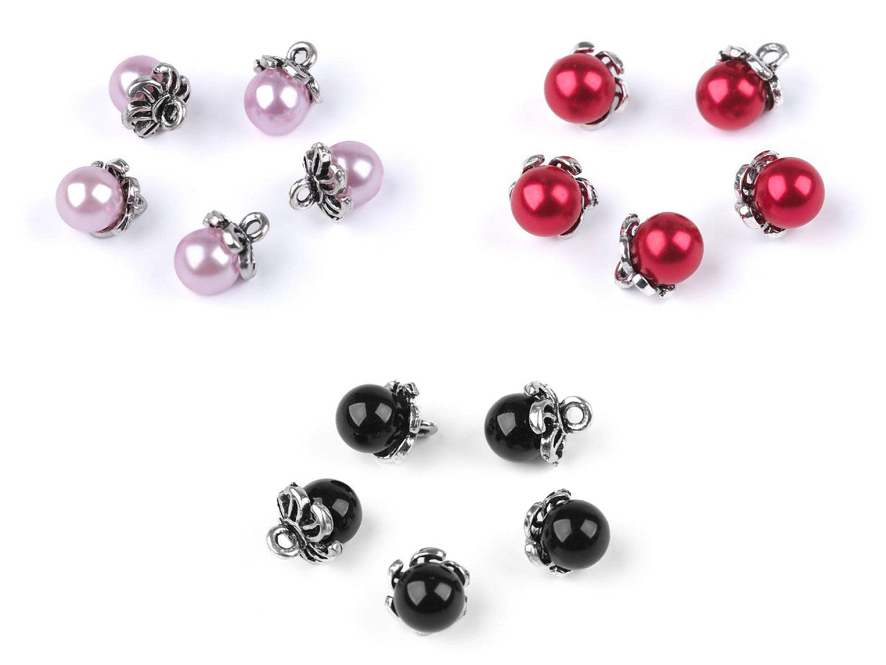 Bouton Perle avec capuchon/Breloque avec fausse perle, Ø 9 mm