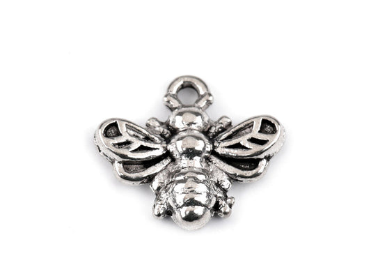 Pendentif/Tirette de FAG métallique, mini abeille, 13 x 11 mm